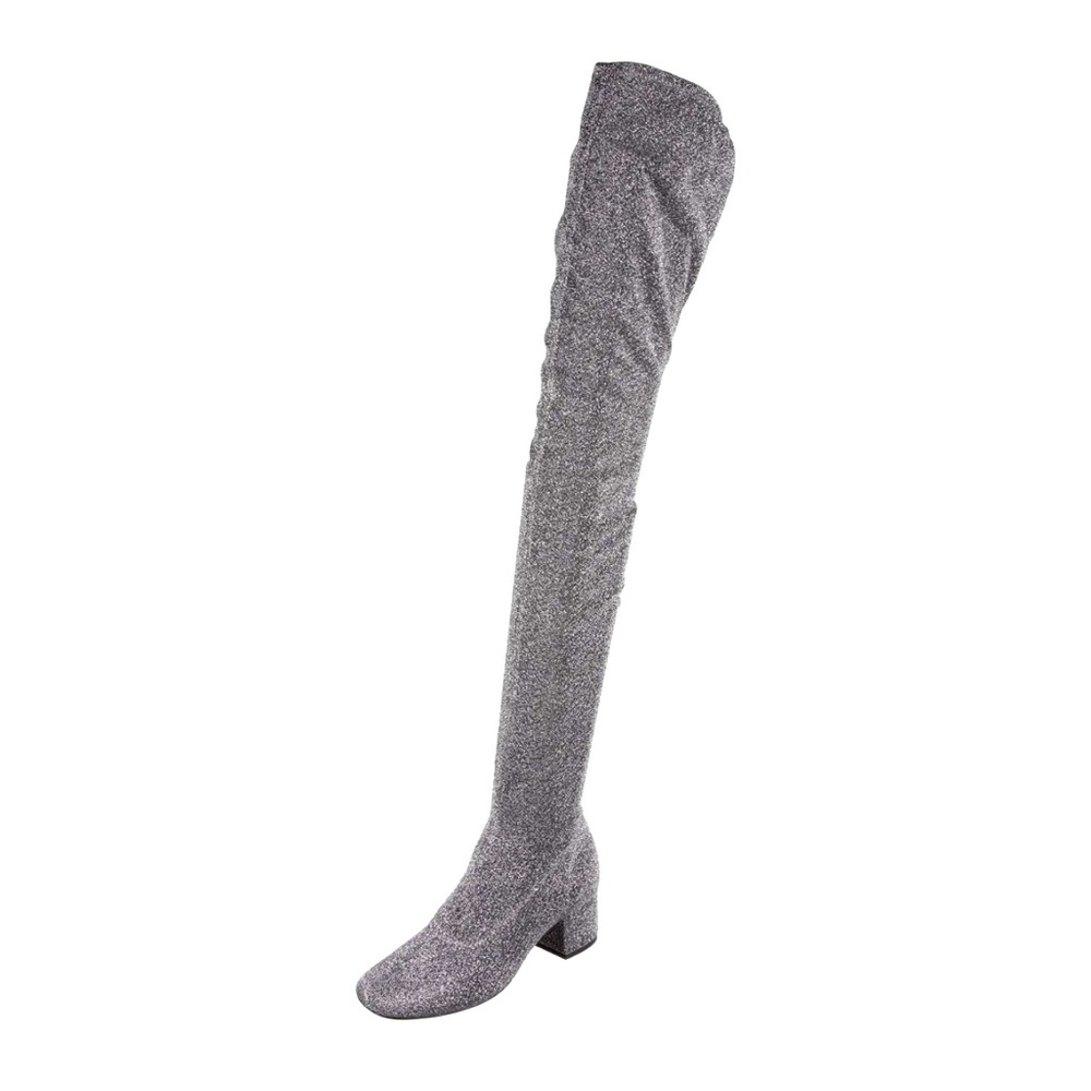 Stunning Kate Spade New York sparkling silver over the knee sock boots